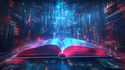Poster - Modern digital book for learning in digital futuristic style