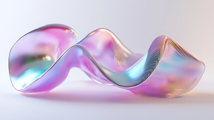 Leinwandbilder - iridescent liquid metal shapes holographic wavy textures abstract 3d forms