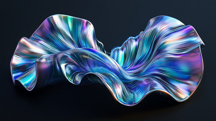Poster - iridescent liquid metal shapes holographic wavy textures abstract 3d forms