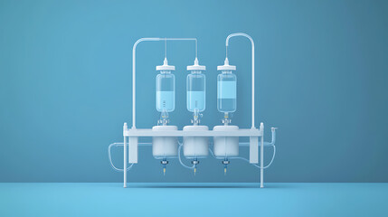 Aufkleber - Medical Concept, Pump for infusion and drip for saline solution, IV fluid infusion on a background of blue
