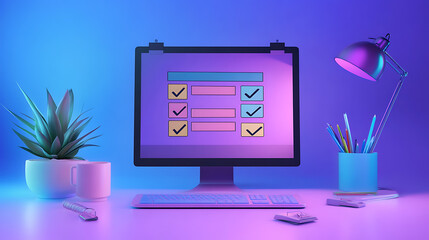 Leinwandbilder - online checklist survey customer experience questionnaire website user feedback form checkmarks and data collection concept illustration