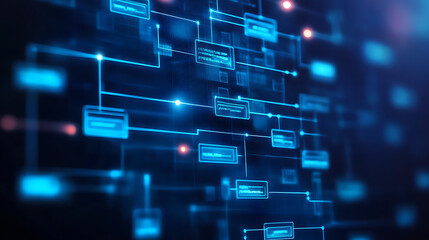 Poster - organizational chart with hierarchy and workflow business process automation concept