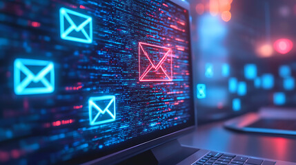 Fototapete - ransomware email phishing attack displayed on computer screen cybersecurity concept