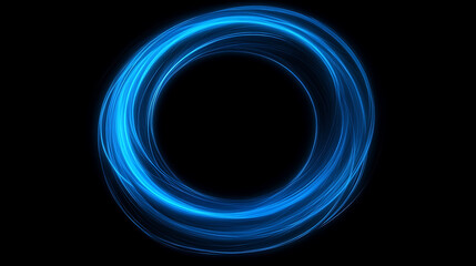 Poster - Swirl of neon, Blue line light effect with a curve, Luminous swirling background with abstract ring pattern, tunnel of energy flow, vector of a magic circle, Bright spiral, circular frame