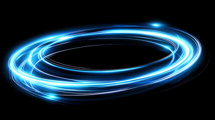 Fototapete - Swirl of neon, Blue line light effect with a curve, Luminous swirling background with abstract ring pattern, tunnel of energy flow, vector of a magic circle, Bright spiral, circular frame