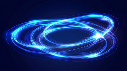 Leinwandbilder - Swirl of neon, Blue line light effect with a curve, Luminous swirling background with abstract ring pattern, tunnel of energy flow, vector of a magic circle, Bright spiral, circular frame