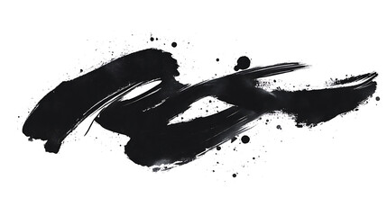 Poster - abstract black ink splash paint brush strokes and stain on white background japanese calligraphy style artistic background