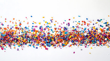 Poster - white background with colorful confetti border confettis falling from top to bottom