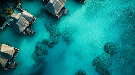 Aufkleber - aerial view of the tropical paradise bora bora with turquoise waters landscape photography