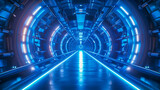 Journey through a futuristic corridor, where neon pulses guide the path to the unknown.