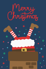 Wall Mural - christmas poster with funny hand drawn santa claus. vector illustration