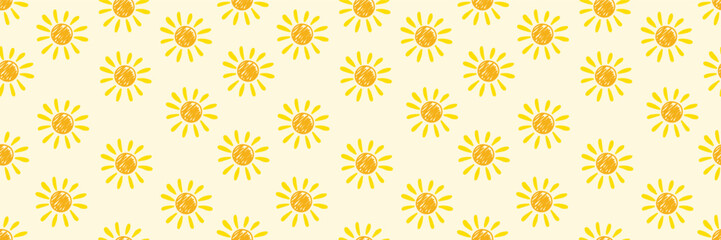 Wall Mural - cute background with hand drawn sun. summer banner. vector illustration