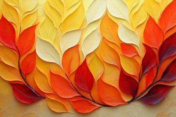 Wall Mural - Vibrant painted autumn leaves wallpaper