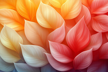Wall Mural - Seamless pattern of autumn leaves in soft colors