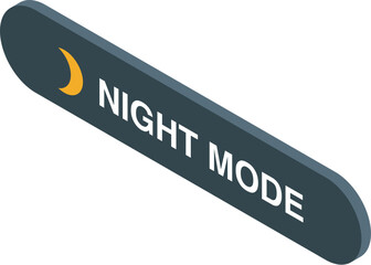 Wall Mural - isometric night mode button with crescent moon icon, enabling dark theme for comfortable viewing in 