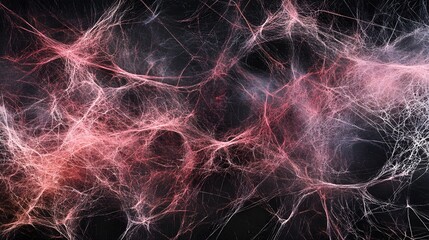 Pink Spider Web on Black Background, Abstract Image, Texture, Pattern Background, Wallpaper, Cover and Screen for Smartphone, PC, Laptop, 9:16 and 16:9 Format