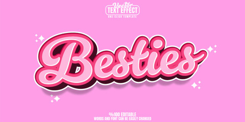 Wall Mural - bestie editable text effect, customizable pink and girl 3d font style