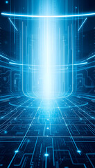 Wall Mural - abstract futuristic digital technology background isolated with white highlights, png