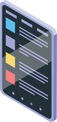 Wall Mural - modern tablet showcasing colorful data and information, visualized in an isometric perspective