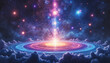 © Elfaa - Cosmic abstract artwork with luminous center, mystical mood, vibrant design, celestial theme, cosmic energy fields