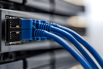 Network Switch or Router with Cables | Data Center Equipment, Internet Connectivity, IT Infrastructure, High-Speed Networking Hardware