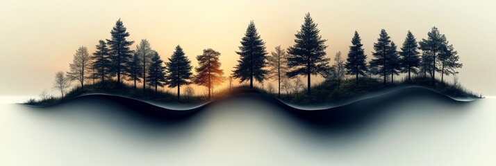 An image of Waveform Trees appears in a forest with a black logo on white