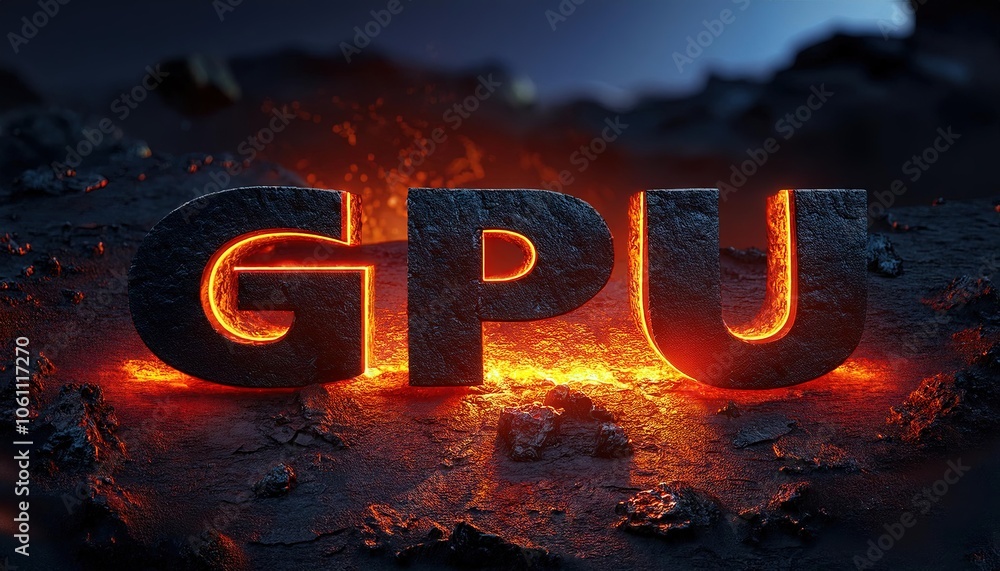 High-Resolution Render of Glowing GPU Logo Stock Illustration | Adobe Stock