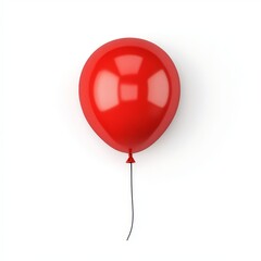 Wall Mural - Single red balloon isolated on white background.