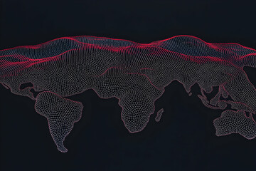 abstract world map with red glow, globe, earth, digital, technology, network