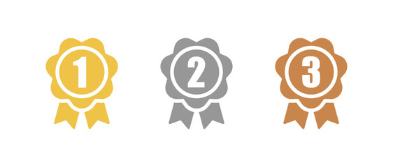 Poster - ranking medal icon illustration set. from 1st place to 3rd place (gold, silver, bronze) vector 10 eps.