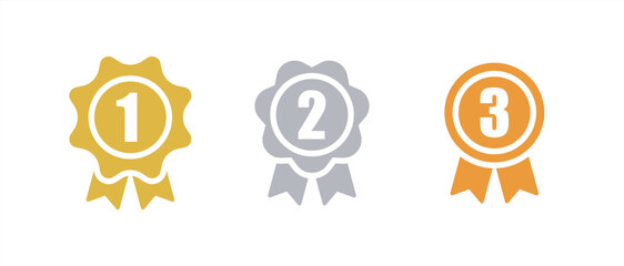 Poster - ranking medal icon illustration set. from 1st place to 3rd place (gold, silver, bronze) vector 10 eps.