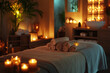 © PhotoArtHub - A cozy spa room with warm lighting, ready for a relaxing massage