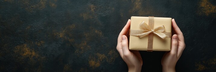 Female's hand holding a gift box