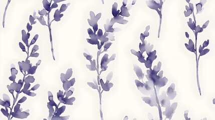 Wall Mural - Minimalist Watercolor Lavender Sprigs Design