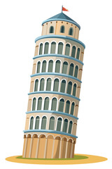 The Pisa tower vector illustration is isolated on a white background