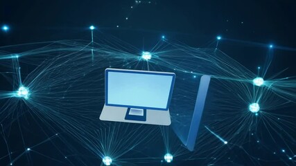 Wall Mural - web connection information screen computer lights circling animation light node icon technology comp