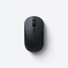 Wall Mural - black wireless computer mouse on a white isolated background.