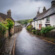 © Route66 - street in a traditional village on the hills in the UK, AI gener