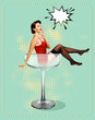 © New Africa - Pin-up style poster with beautiful woman in cocktail glass on turquoise background