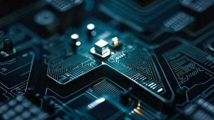 Wall Mural - components glowing details electronic circuit intricate image board close-upshowing circuitry ai tec