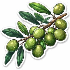 Wall Mural - green olives with leaves