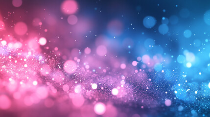 Canvas Print - A vibrant spectrum of pink and blue bokeh lights shimmering in a dark background at twilight