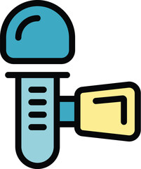 Poster - Laboratory digital thermometer measuring the contents of a test tube, in a simple and colorful style