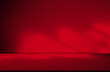 © wing-wing - Wall background red dark table studio room empty bar podium shadow abstract floor cement mockup overlay leaf backdrop minimal product cosmetic presentation, loft happy new year, gradient pastel.