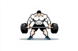 © Thanyarat - a 2D cartoon illustration of a person working out with dumbbells in each hand balanced workout white background
