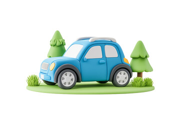 Wall Mural - Colorful Toy Car in a Green Landscape