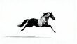 © Iftekhar - Fast galloping black and white horse casting shadow Fast galloping black and white horse casting shadow while art minimalist. silhouette concept white background,