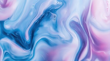 Abstract swirling blue and pink liquid background.