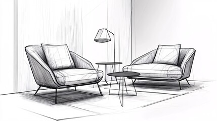 2410_017.modern seating furniture sketches, elegant chair design compilation, minimal line drawing style, isometric furniture catalog, refined armchair contours, professional interior design