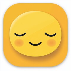 A simple and cute app icon design featuring a cheerful sleepy face. Ideal for applications related to relaxation, sleep, or happiness. Bright yellow color enhances the playful and friendly vibe.